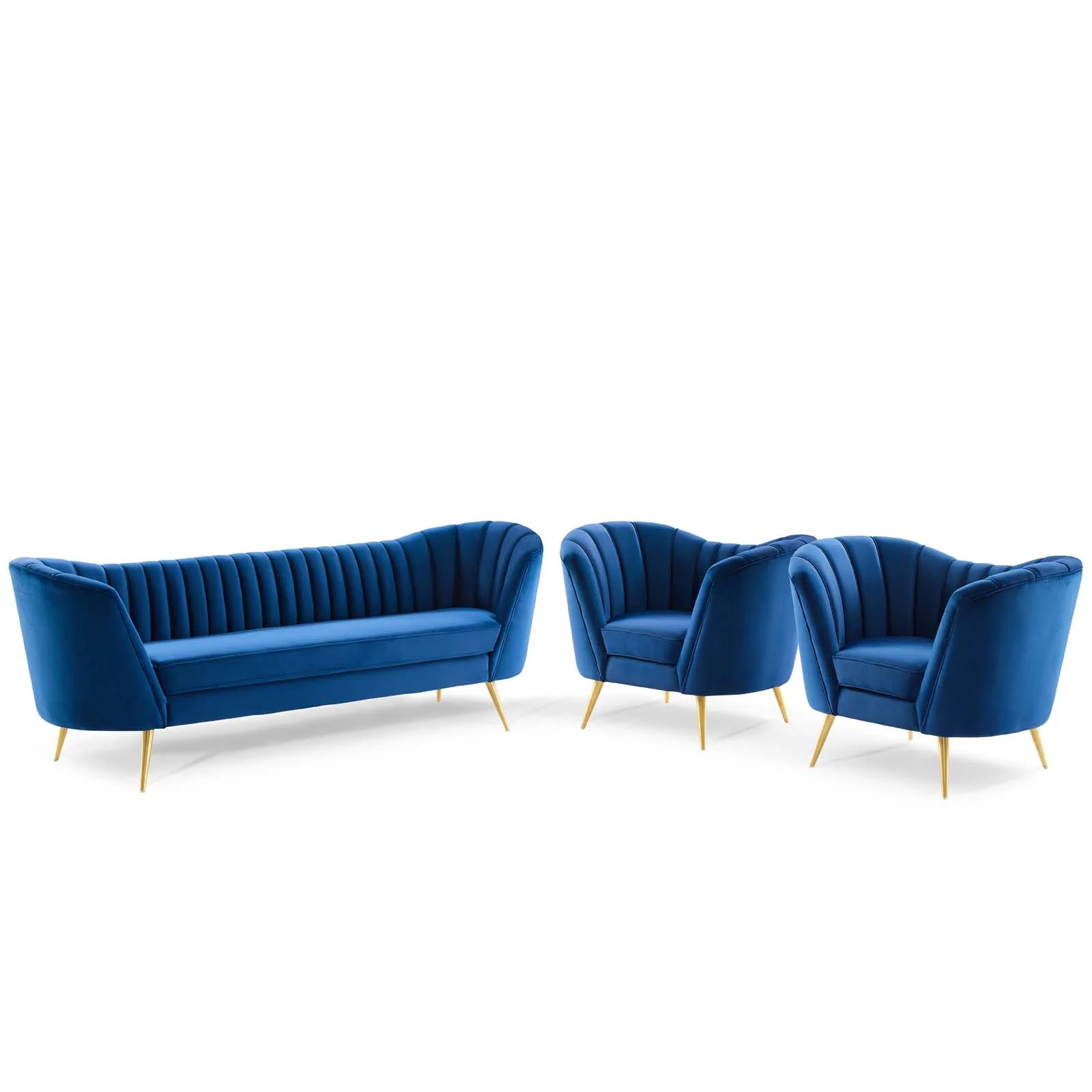 3 Piece Performance Velvet Set in Navy T6300