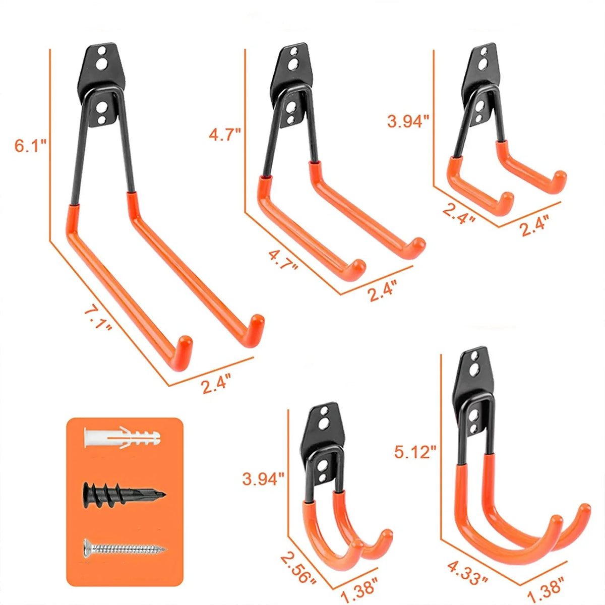 12 Packs Heavy Duty Steel Garage Storage Hooks with Tool Hangers J44051