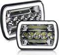 2PCS Led Headlight Rectangle 5x7 7x6 Inch High Low Beam White Amber DRL O487450