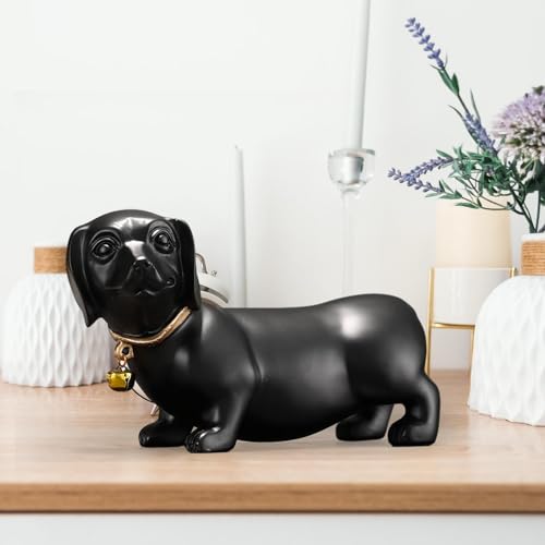 Black Dachshund Dog Figurine Statue L787
