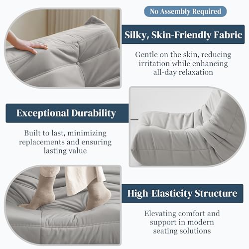 3-Seater Beige Suede Microfiber Bean Bag Chair M89416