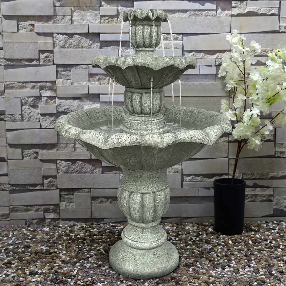 35'' H 3-Tier Outdoor Water Fountain with Submersible Electric Pump D782275