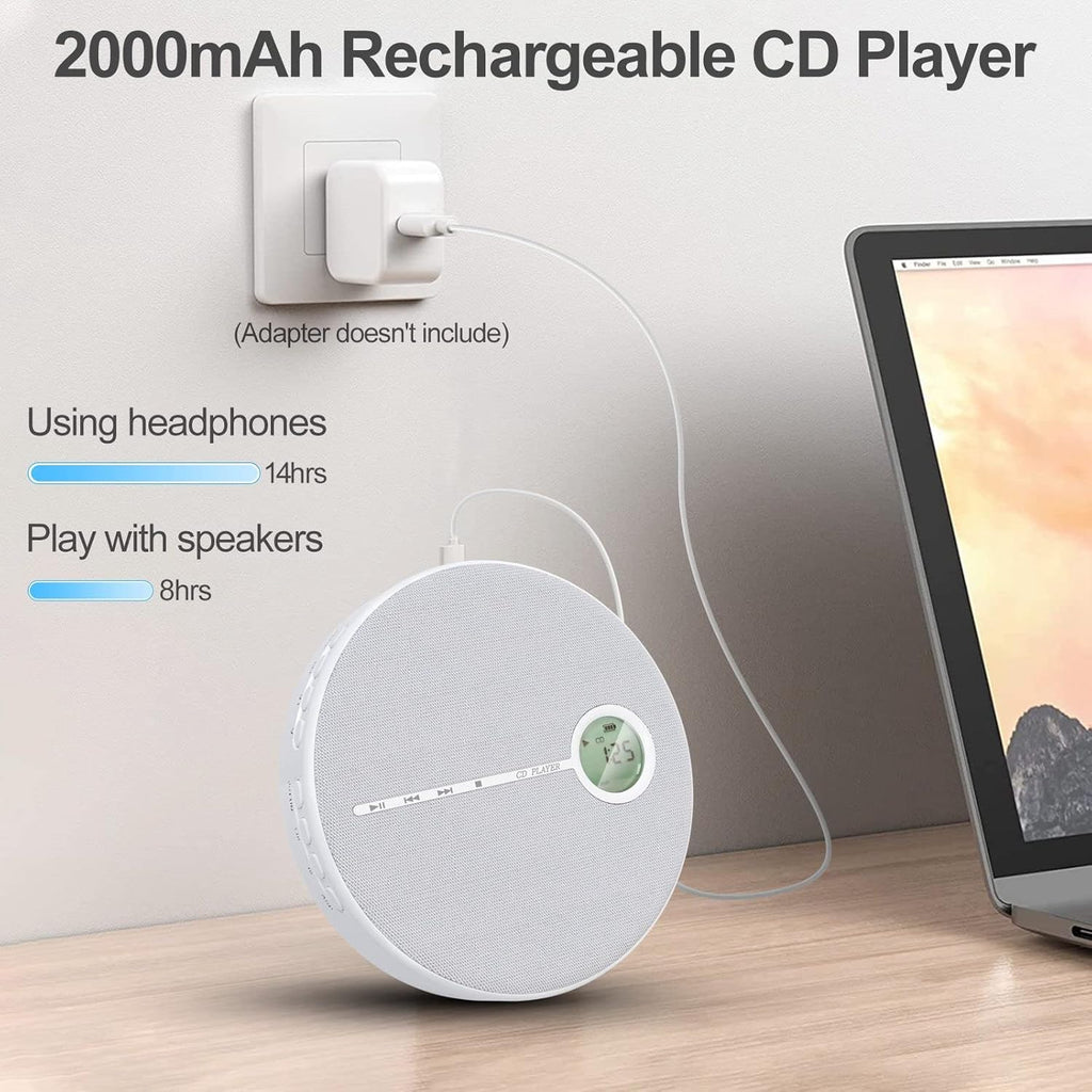 Rechargeable CD Player with Bluetooth, Gray, Pack of 2 W48863