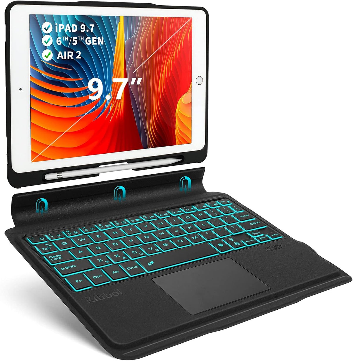 Black Detachable Bluetooth Keyboard Folio for iPad 10.2 9th Generation/8th/7th Gen, Pro 10.5, Air 3 G922