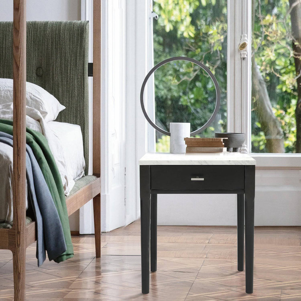 18x22 Square White Marble Side Table with Legs P5176