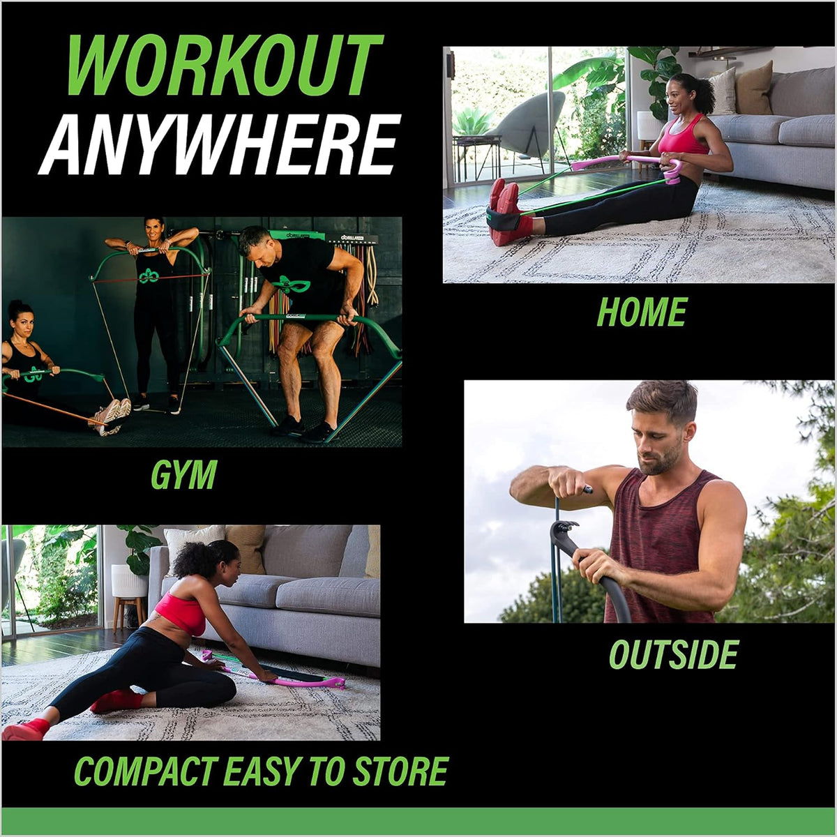 Portable Home Gym Resistance Bands and Bar System B7581