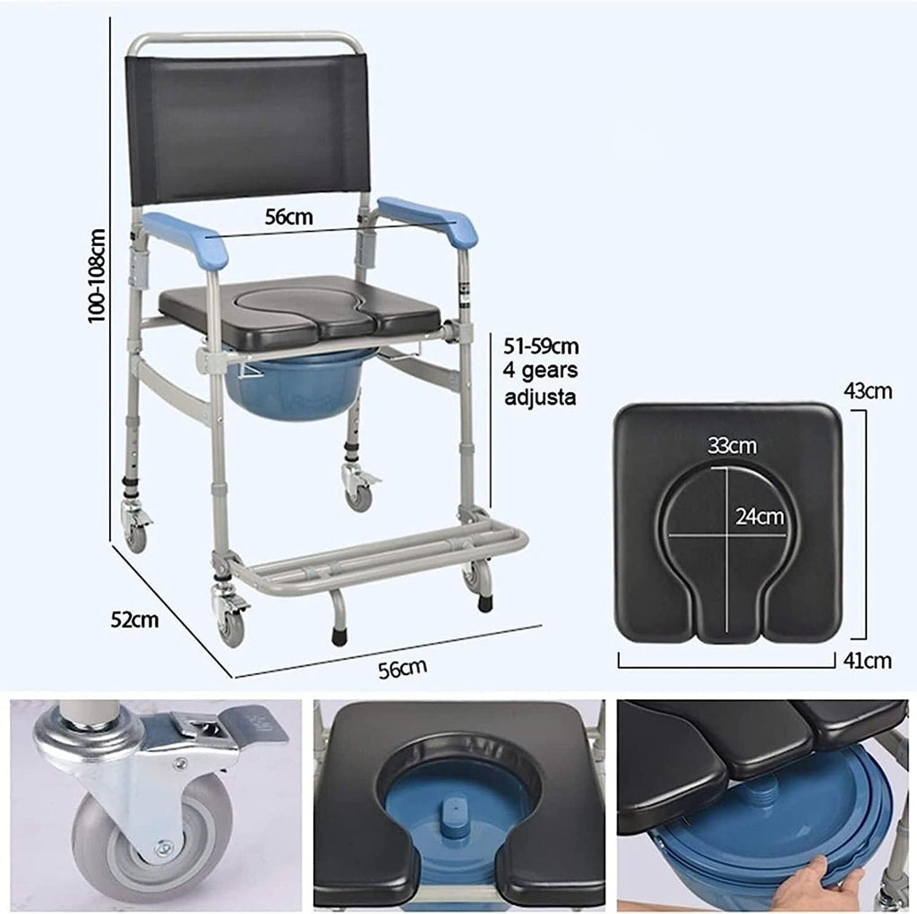 Lightweight Bedside Commode Portable Toilet Bath Chair Adjustable Height Shower Chair L683252