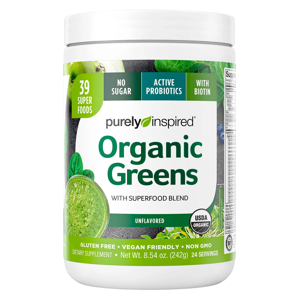Organic Greens Superfood Supplement Powder Blend, Unflavored, 8.57 oz, 24 Servings B170032