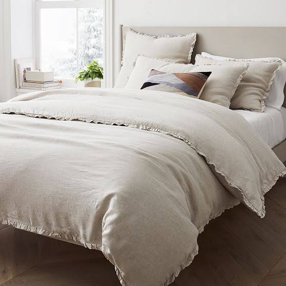 King Cal. King European Flax Linen Ruffle Duvet Set A309