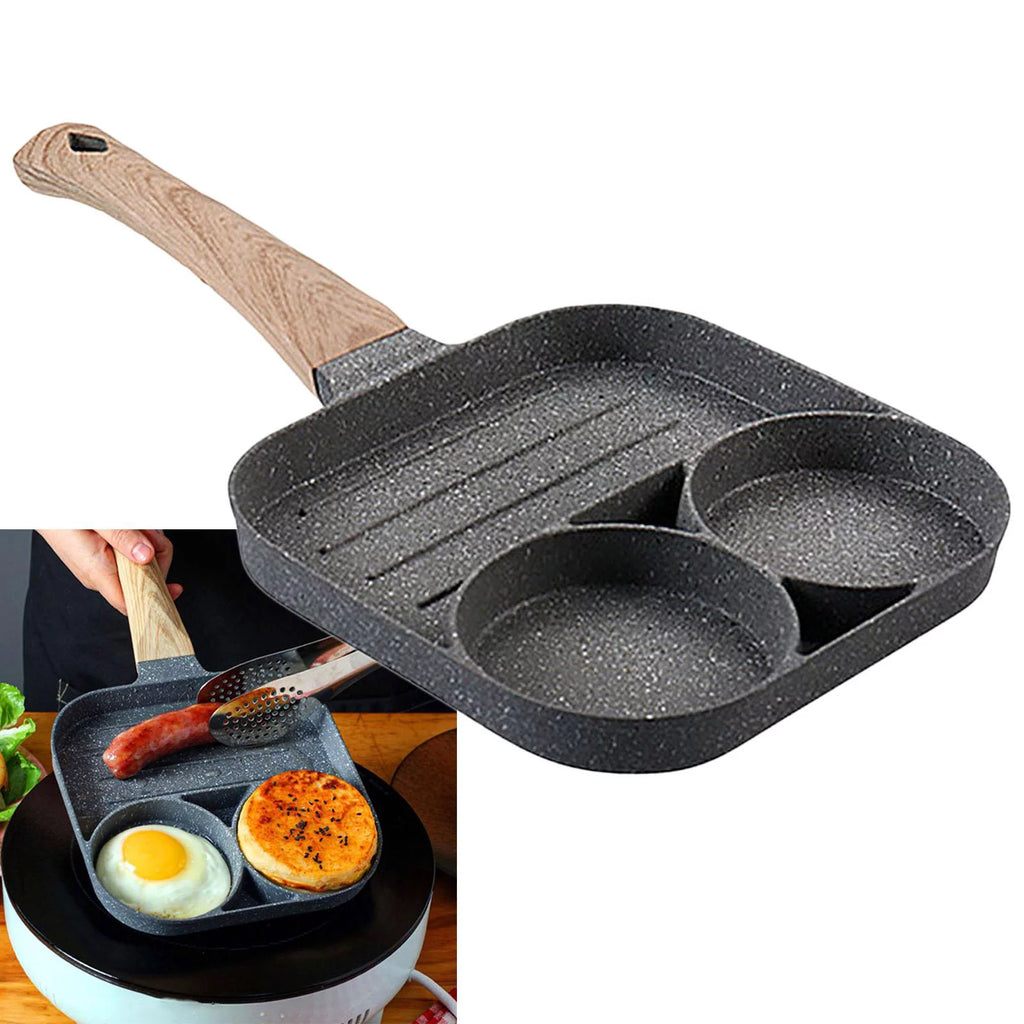 3-Cup Egg Frying Pan with Long Cooking Tool C5701