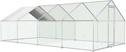 Large Chicken Coop for 20 Chickens Metal Chicken Run with Waterproof Cover for Walk-in Outdoor Poultry Cage K871