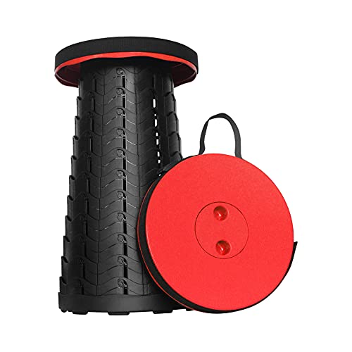 Portable Collapsible Telescoping Stool Lightweight Max Load 400lbs Retractable Folding Stool (red) B3316