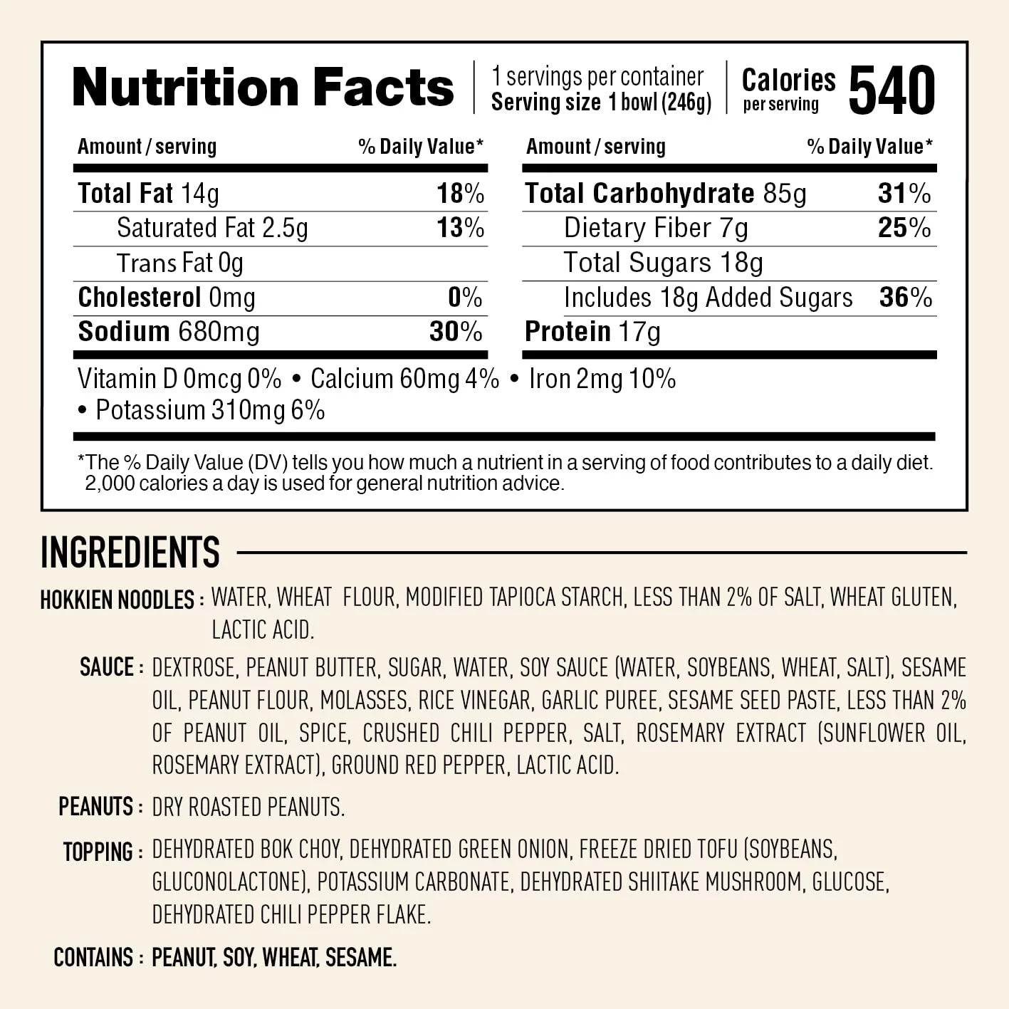 Peanut Sesame Noodle Bowl, Non-Gmo, Vegan, 8.7 Oz (Pack of 6) D317