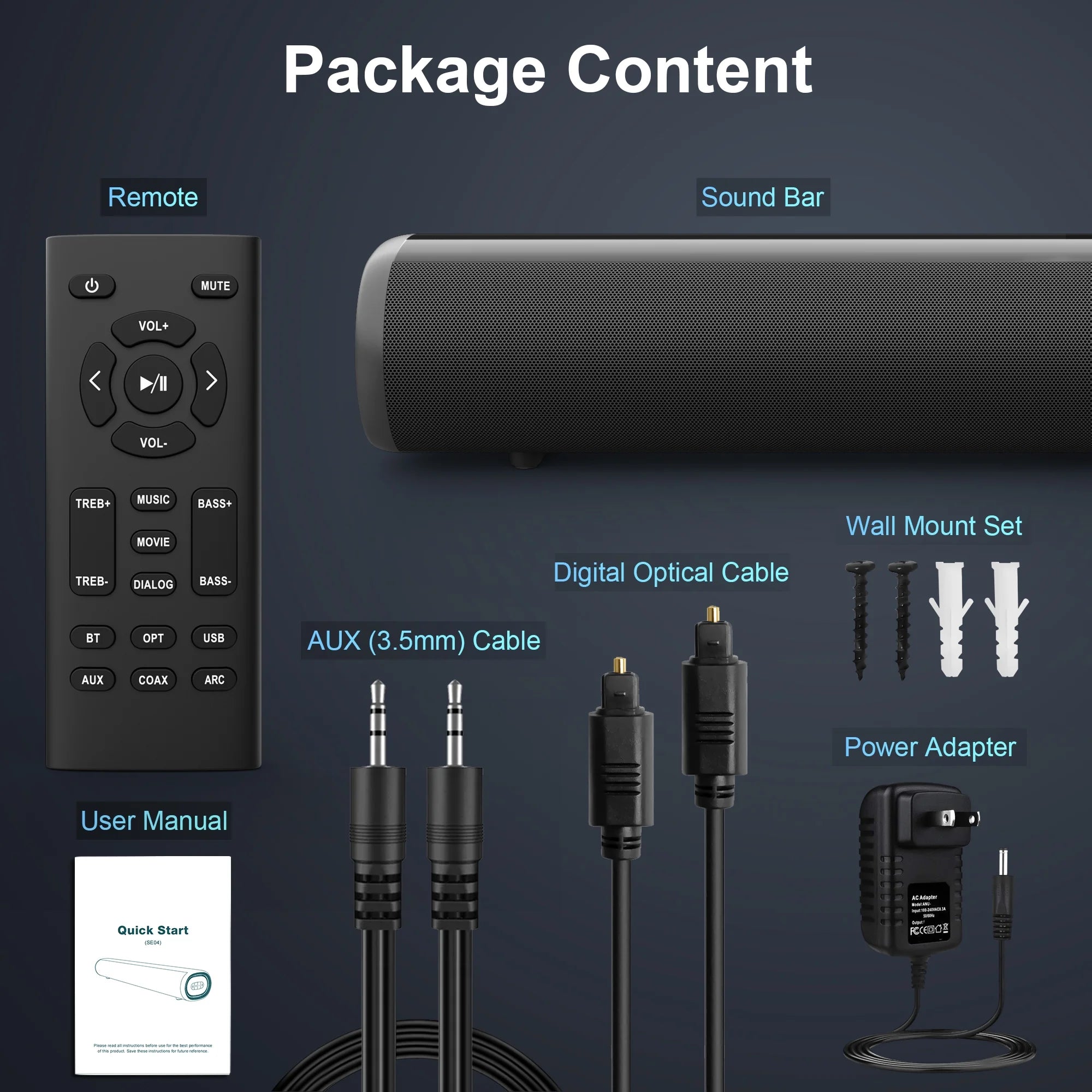 Sound Bar with Built-in Subwoofers D4048