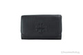 Black Pebbled Leather Flat Wallet Crossbody Handbag W472061