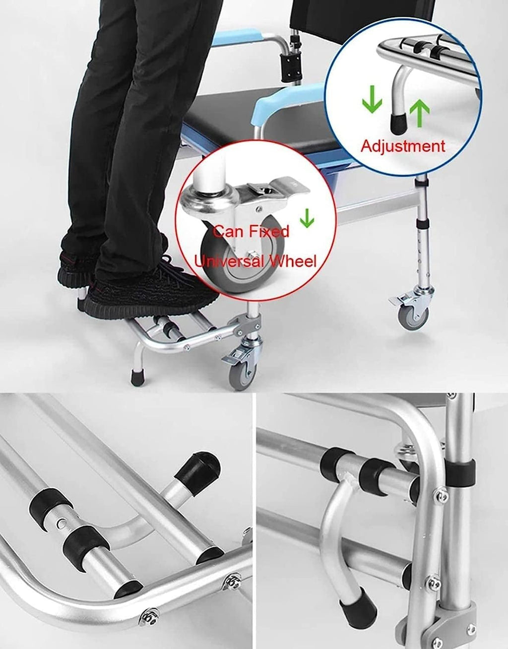 Lightweight Bedside Commode Portable Toilet Bath Chair Adjustable Height Shower Chair L683252