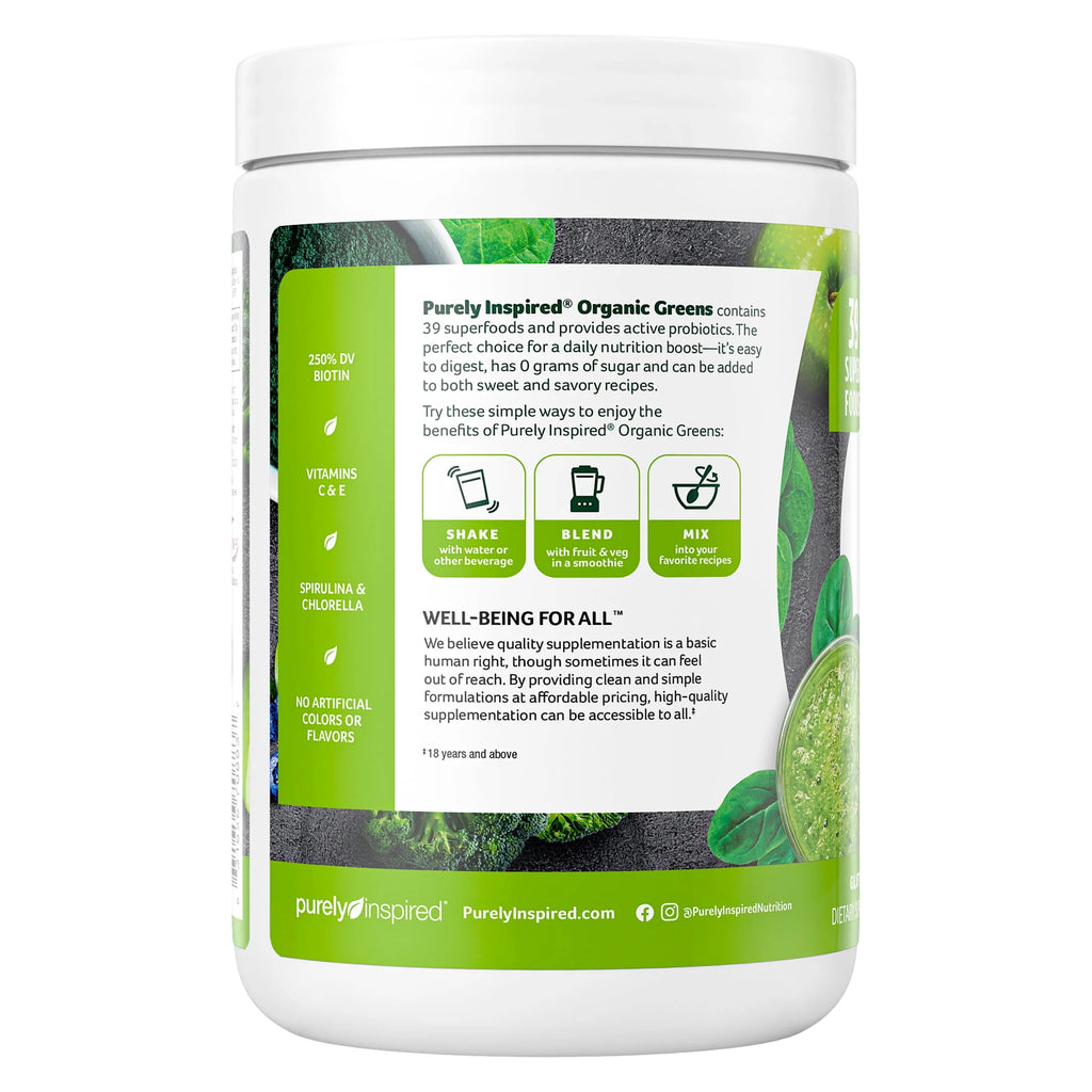 Organic Greens Superfood Supplement Powder Blend, Unflavored, 8.57 oz, 24 Servings B170032