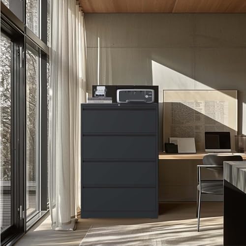 4 Drawer Metal Lateral File Cabinet Black D4563