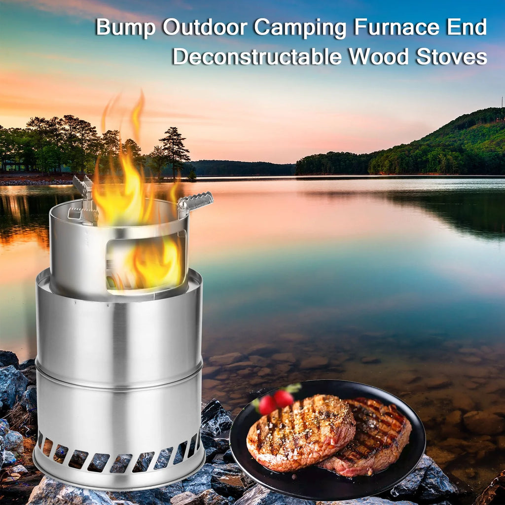 Windproof Stainless Steel Detachable Wood Stove I45504