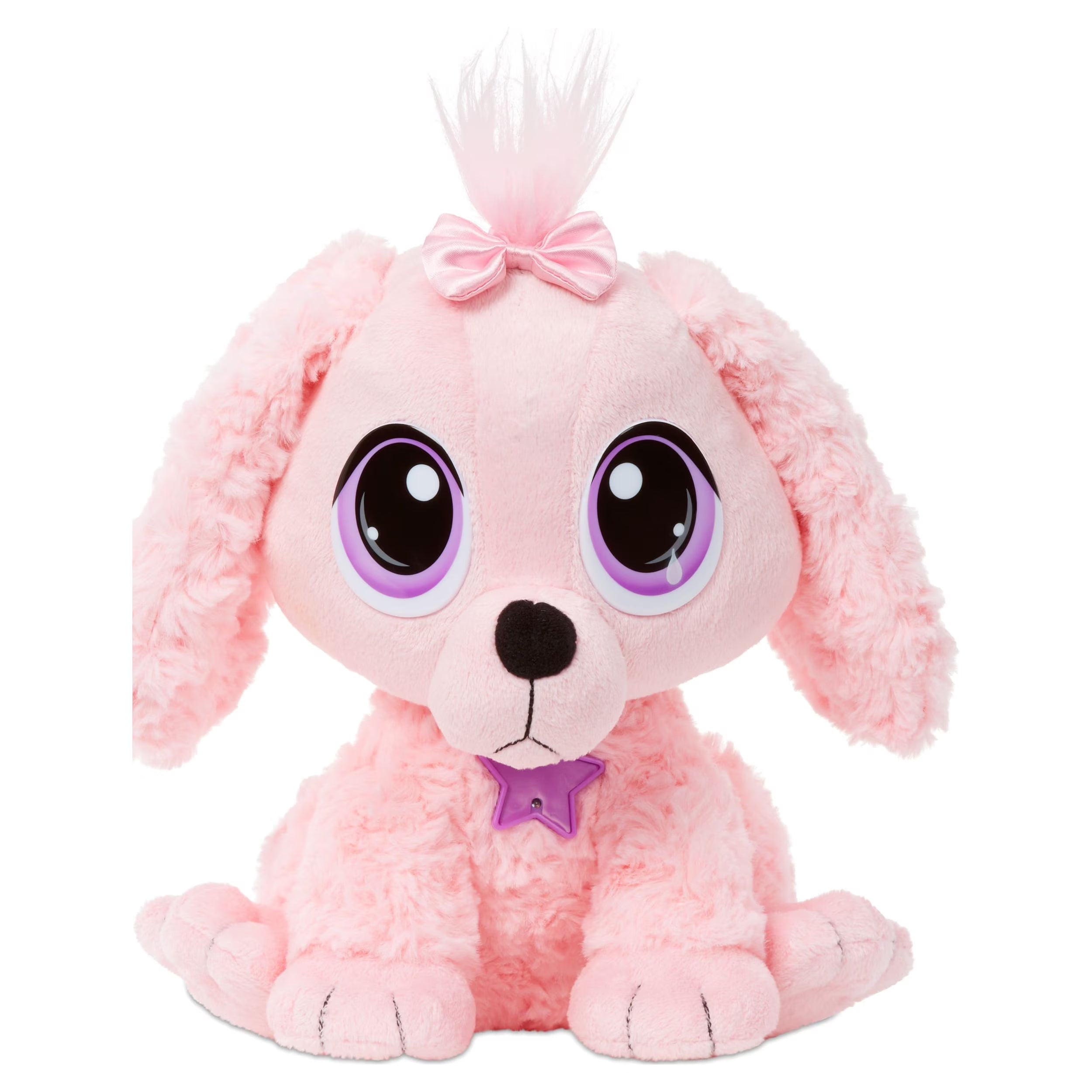 Pink Poodle Plush Pet Toy with Collar, Tag, Doghouse J5133