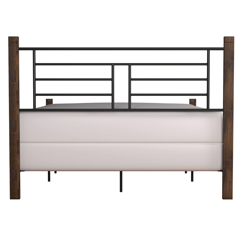 Queen Metal Bed with Wood Posts B616
