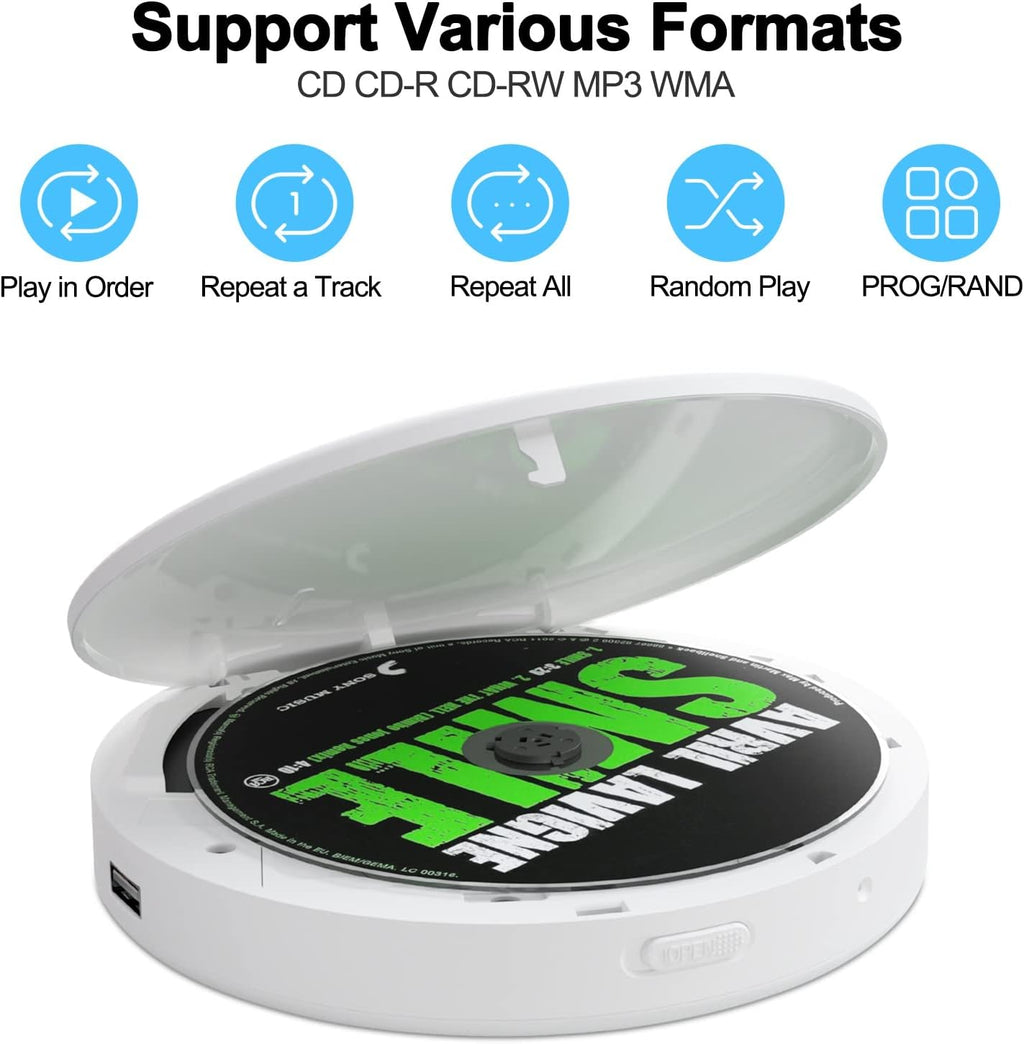 Rechargeable CD Player with Bluetooth, Gray, Pack of 2 W48863