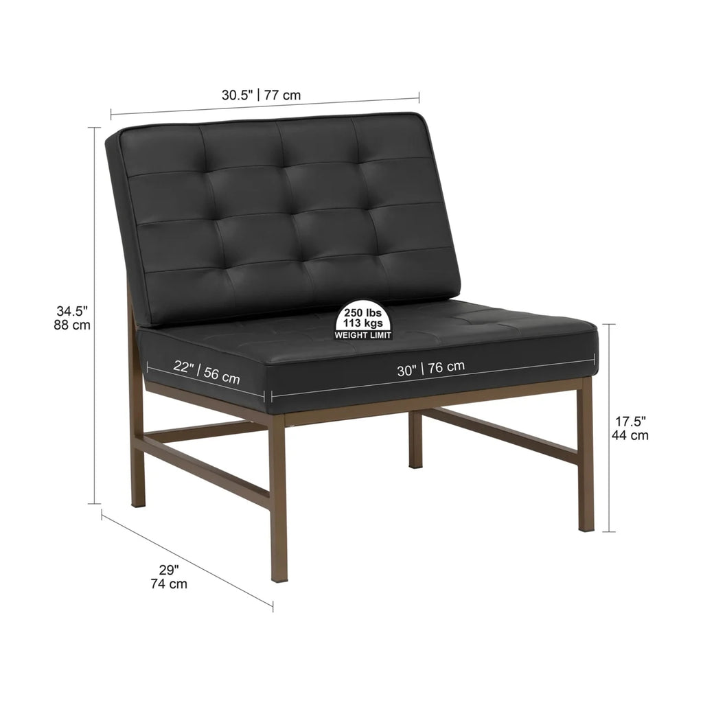 Bronze/Black Bonded Leather Accent Chair with Woven Webbing Seat J117