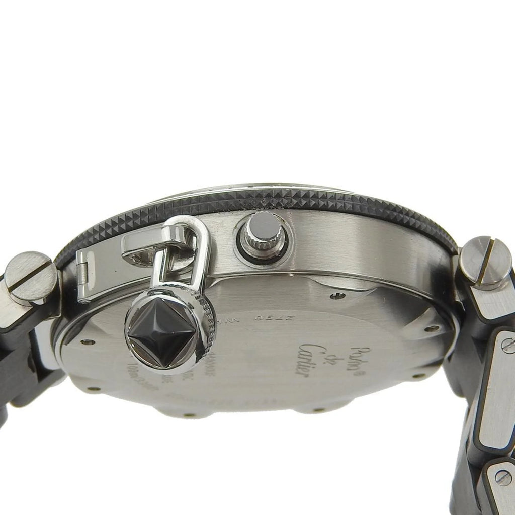 Pre-Owned Stainless Steel x Rubber Silver Black Automatic Dial Watch Z801
