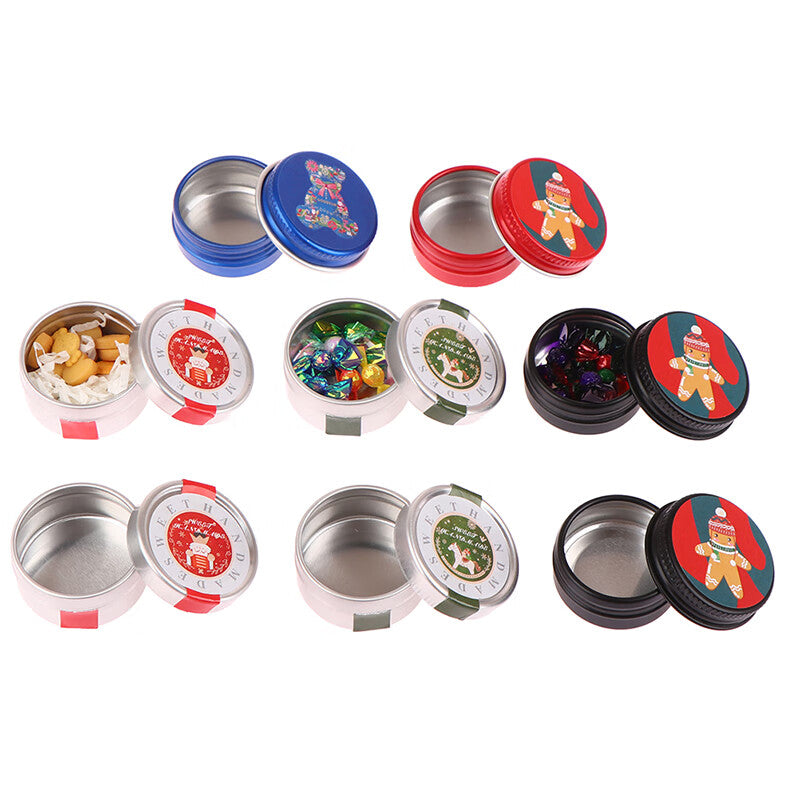 1:12 Dollhouse Miniature Christmas Cookies Tin Box Decor Toy Y822