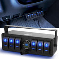 6 Gang Rocker Switch Panel with USB Charger Voltmeter Z93364