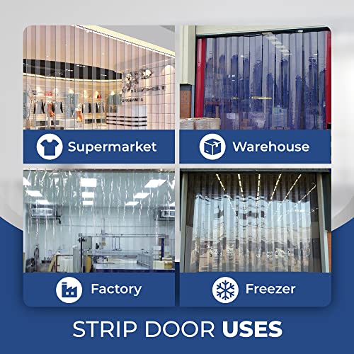 Clear Smooth PVC Strip Door Curtain Kit, 36 in. Width x 80 in. Height, 8 in. Wide x .08 in. Thick, 50% Overlap M69971