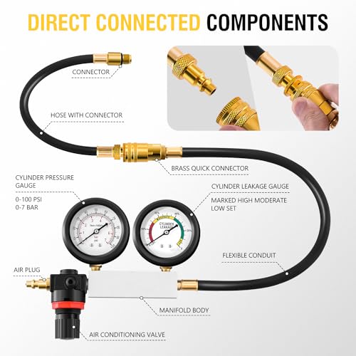 Cylinder Leak Down Tester Kit Automotive Engine Pressure Gauges Compression Test Leakage Detector Tool Set D315