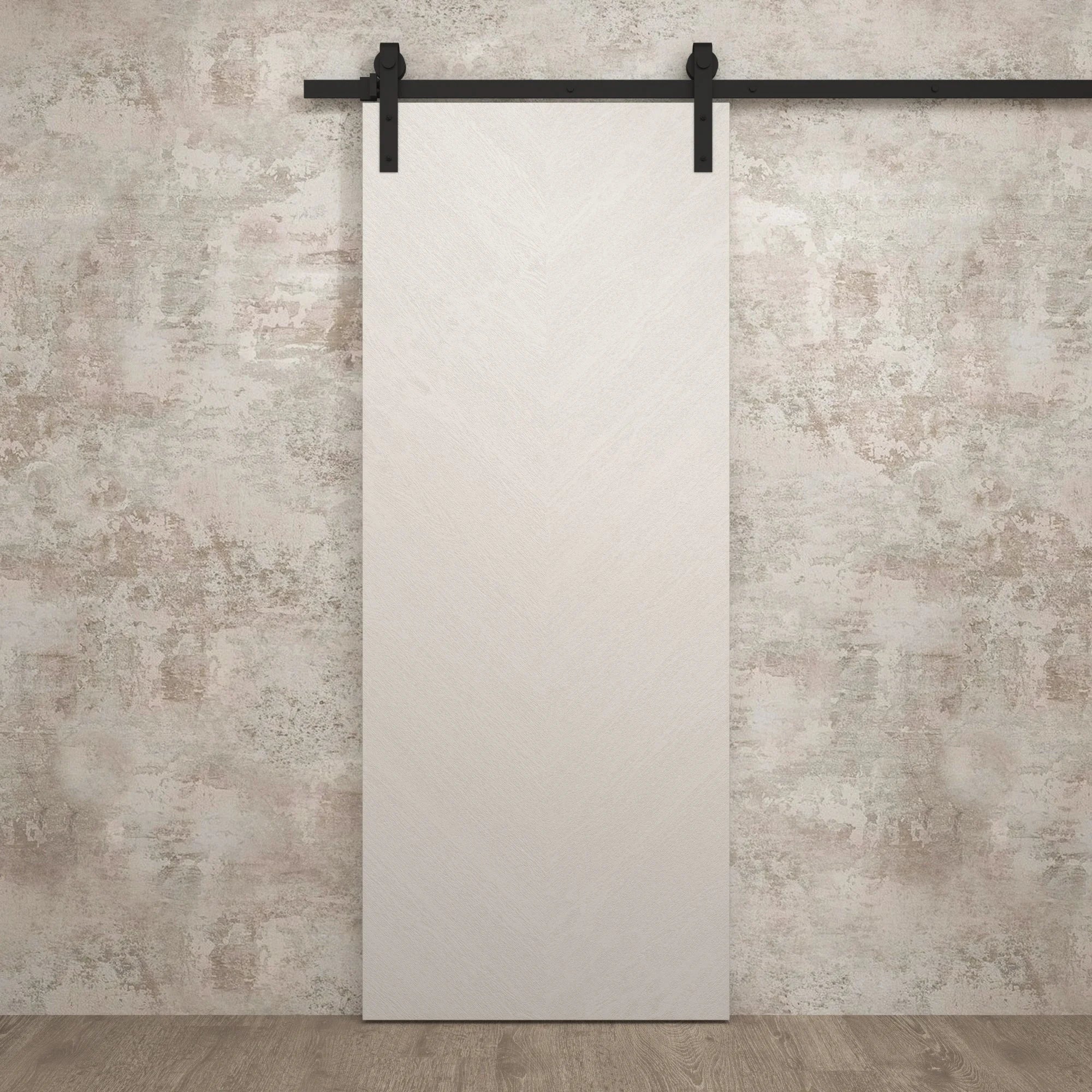 Painted White Oak Barn Door with Rail Track Hardware Set Y802