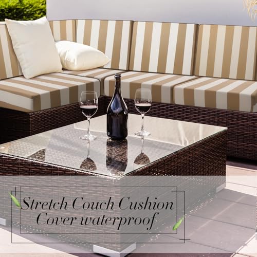 Gray 8Pcs Outdoor Stretch Sofa Cushion Covers B71440