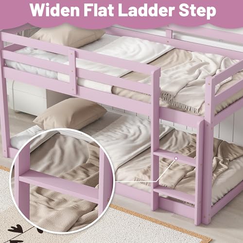 Twin Over Twin Wood Bunk Bed with Ladder Guardrails X32980