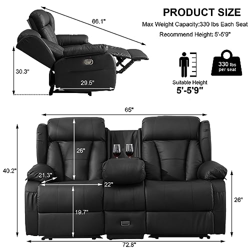 Manual Reclining Loveseat with Side Pockets X37916