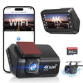 4K+1080P WiFi Dual Dash Cam with 3’’ IPS Screen and 64GB Card S6898