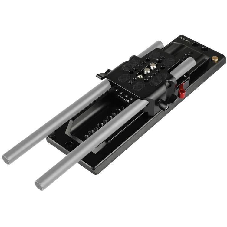 Standard ARRI 12x22 Sliding Dovetail Plate and Quick Release Baseplate with Double Rod Adapter for 15mm Rod System A24169