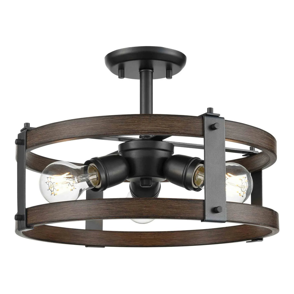 Graphite-Ironwood 3 Light Semi-Flush Mount W873877