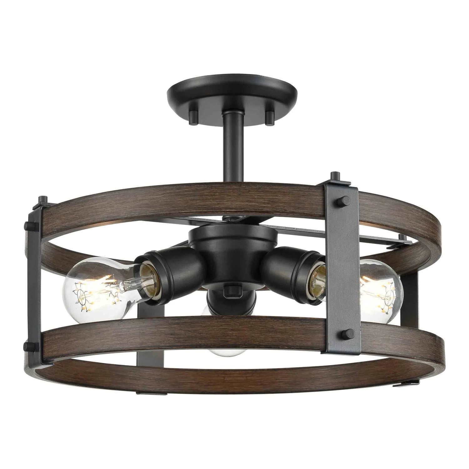 Graphite-Ironwood 3 Light Semi-Flush Mount W873877