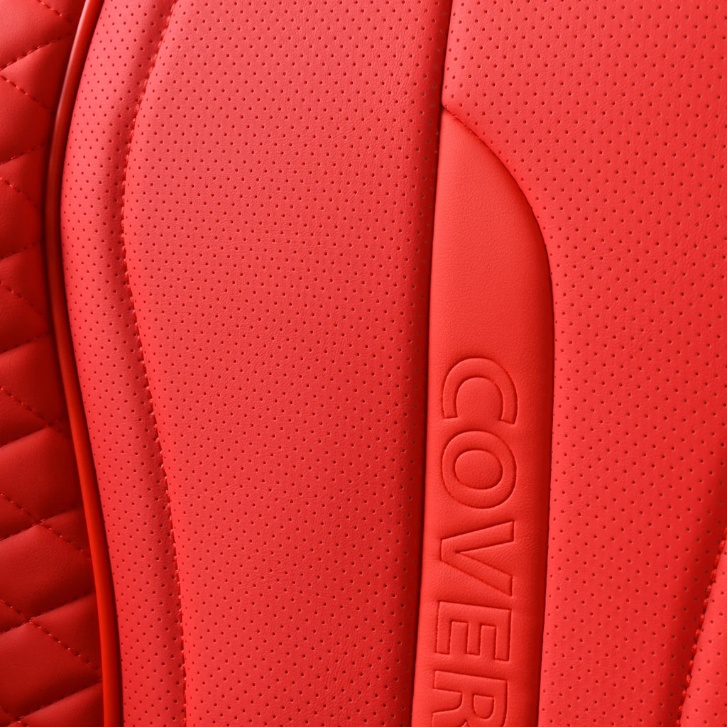 Red 2PCS Front Leather Waterproof Car Seat Covers I508