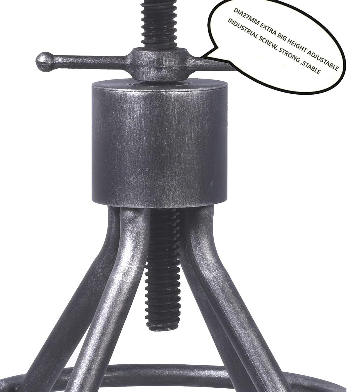Industrial Vintage Bar Stool, Adjustable Pipe Stool, Cast Iron Stool, Swivel Bar Stool with Backrest, Metal Stool, Silver, Set of 2 K712822