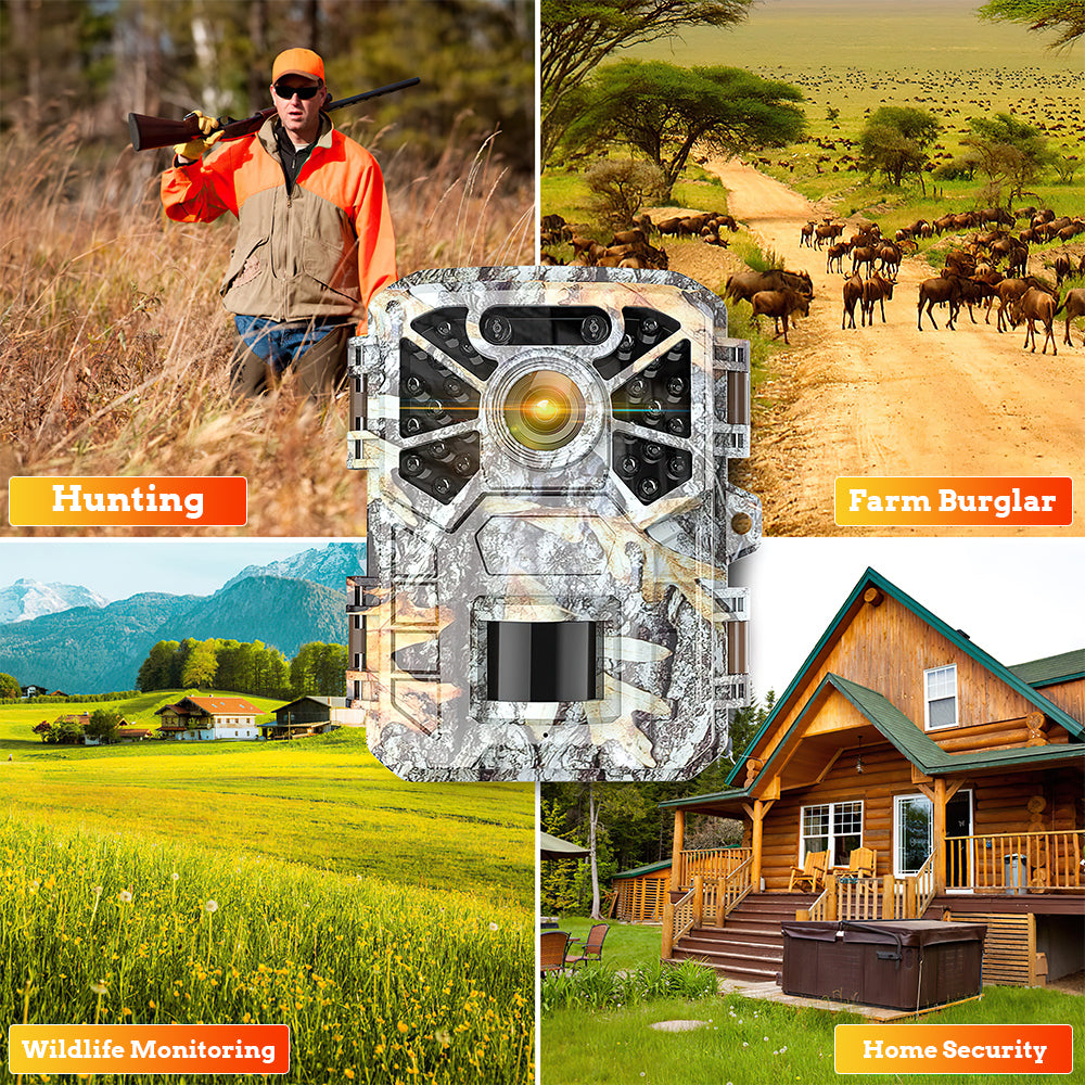 30MP 2K Infrared Night Vision Waterproof Trail Camera with 120° Wide Angle Lens P59836
