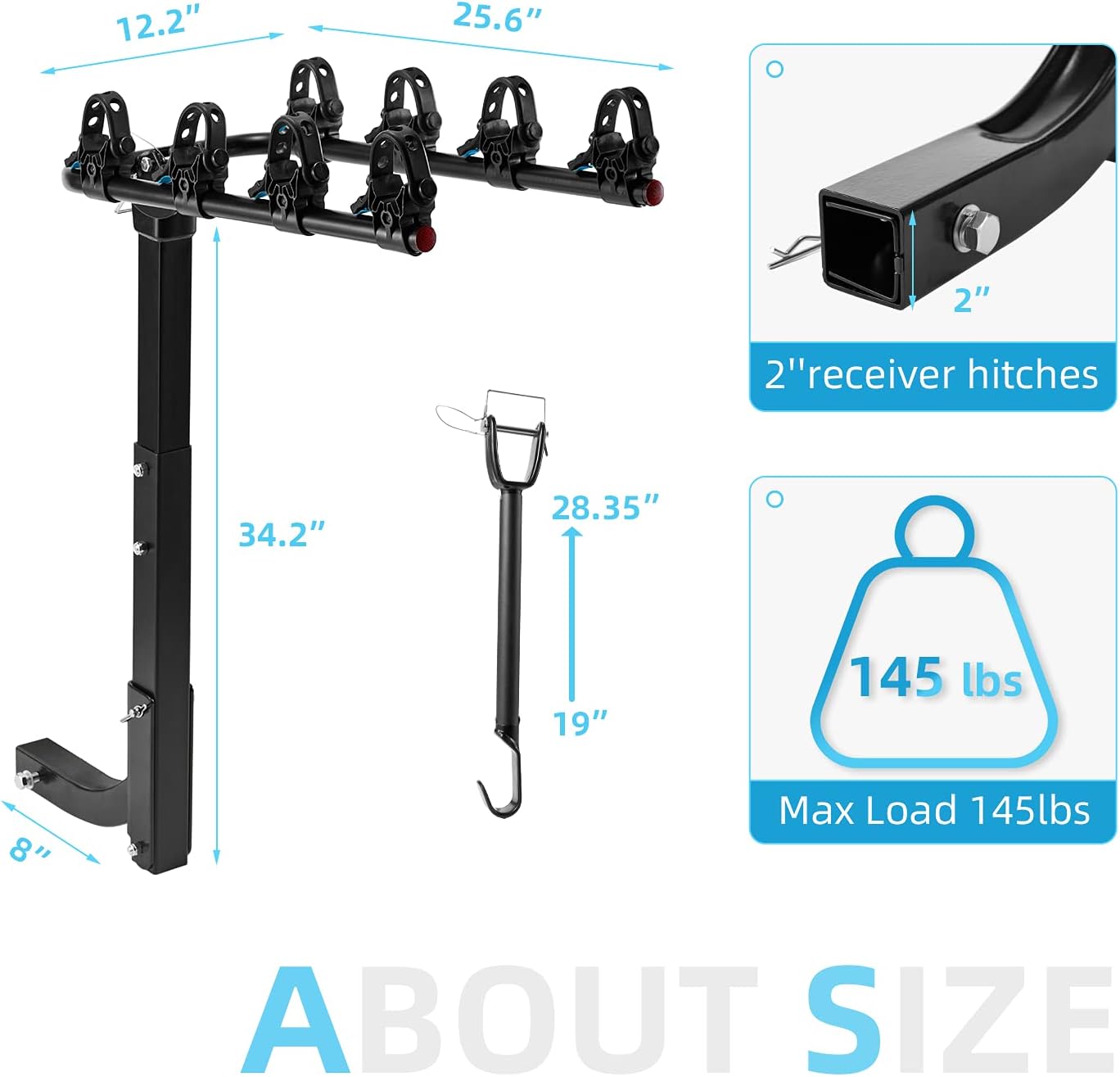 4-Bike Hitch Rack Double Foldable Rack J7999