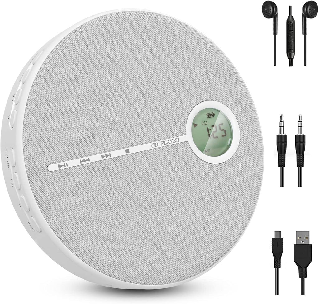 Rechargeable CD Player with Bluetooth, Gray, Pack of 2 W48863