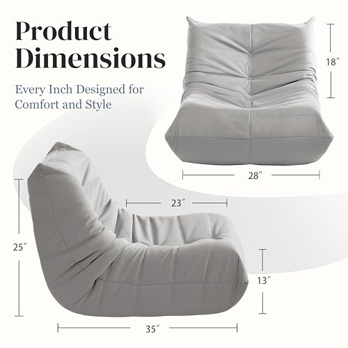 3-Seater Beige Suede Microfiber Bean Bag Chair M89416