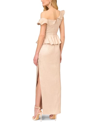 Lame Column Gown with Ruffles P983