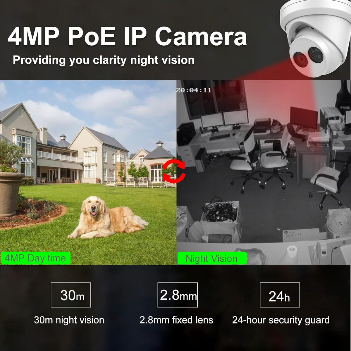 4MP Outdoor PoE Turret IP Camera with 2.8mm M12787