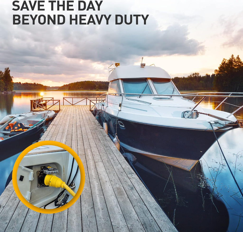 RV/ Boat Shore Power Adapter 1.5FT 15 Amp to 30 Amp Twist Lock Female with LED Indicator Heavy Duty Pack of 2 J63085