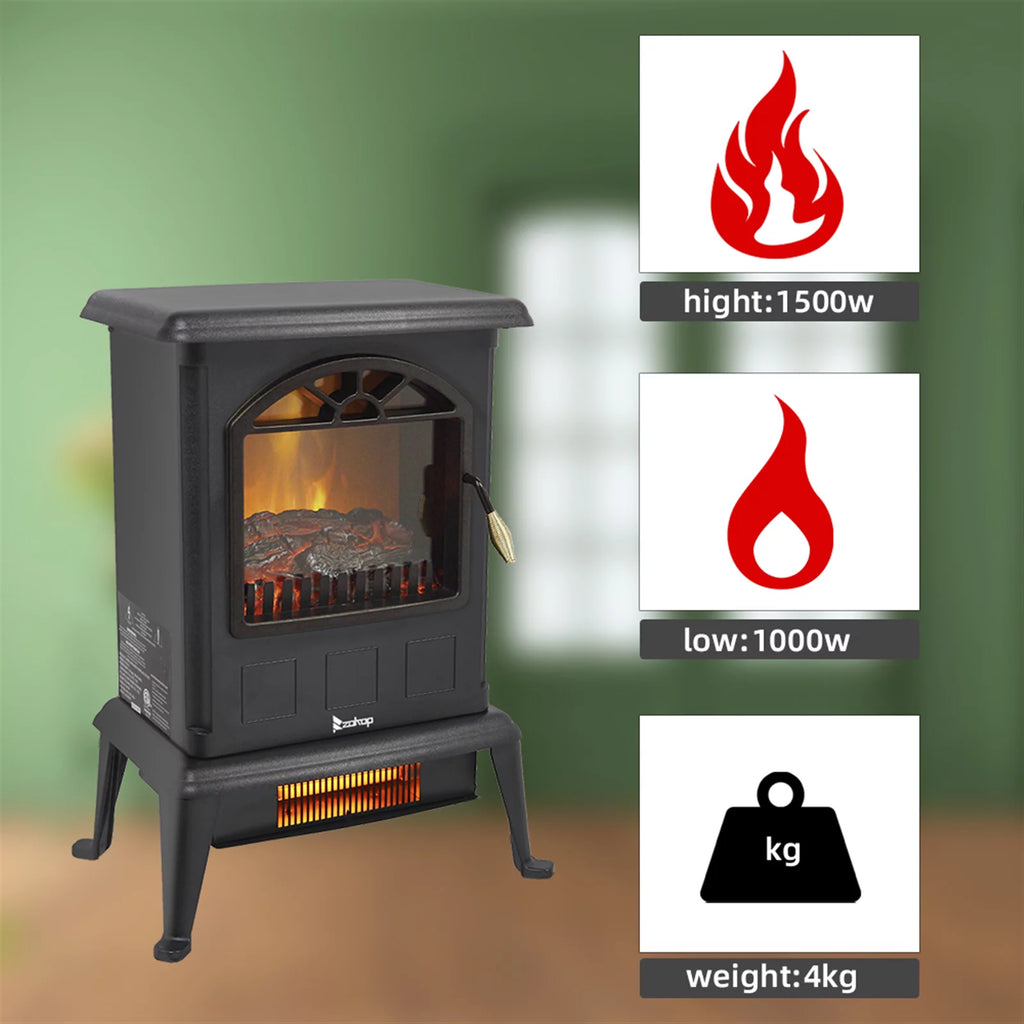 16.6" Freestanding Infrared Space Heater with Realistic 3D Flame Effect K728840
